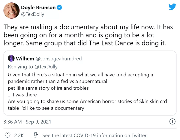 Dolye Brunson纪录片正在火热拍摄中