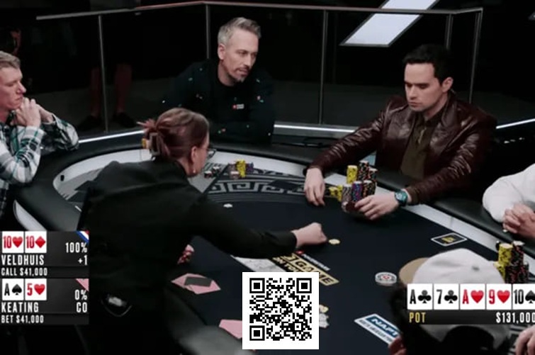 【EV扑克】葫芦成牌却仅跟注,Veldhuis诡异决策引全场调侃!与Keating扑克对决再掀波澜
